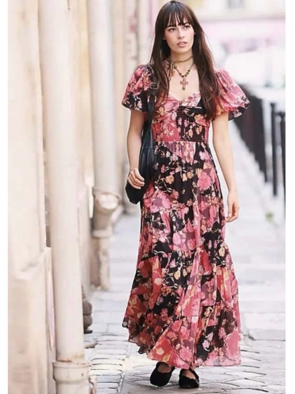 Free People Bohemian Gypsy Floral Sundrenched Maxi Dress Small NWT